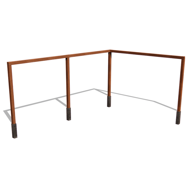 Cortenstahl Pergola - Eck - 600 x 412 x 242 cm
