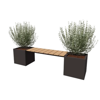 Pflanzkübel aus Stahl - Viereckig - 221,2 x 50 x 50 cm - Andere RAL farbe - Mit Bodenplatte - Mit Gartenbank
