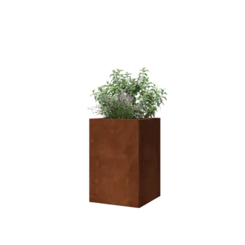 Cortenstahl Pflanzkübel - Viereckig - 40 x 40 x 60 cm - Mit Bodenplatte