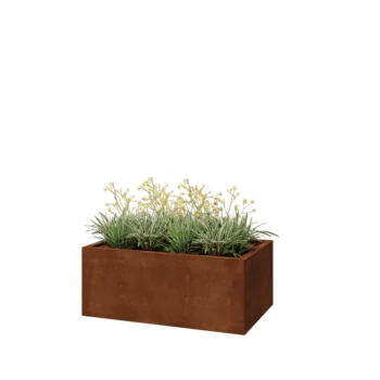 Cortenstahl Pflanzkübel - Rechteckig - 100 x 60 x 40 cm - Mit Bodenplatte