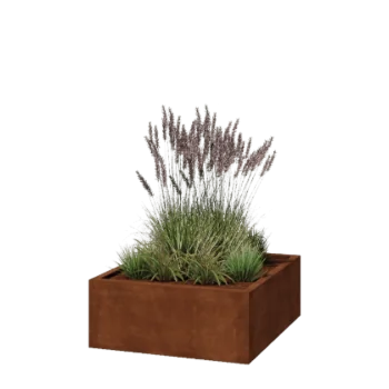 Cortenstahl Pflanzkübel - Viereckig - 100 x 100 x 40 cm - Geschweißt - Ohne Bodenplatte