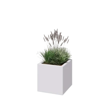 Fiberglas Pflanzkübel - Viereck - 40 x 40 x 40 cm - RAL9010 matte (Weiß) - Mit Boden