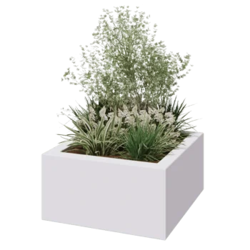 Fiberglas Pflanzkübel - Viereck - 80 x 80 x 40 cm - RAL9010 matte (Weiß) - Mit Boden