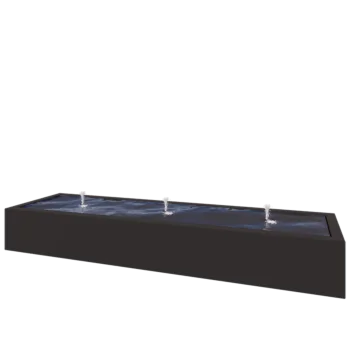 Wassertisch aus Aluminium - Lyra - 300 x 80 x 40 cm - RAL9005 matte (schwarz) - Mit LED-Beleuchtung