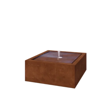 Cortenstahl Wassertisch - Lyra - 100 x 100 x 40 cm - Ohne LED-Beleuchtung