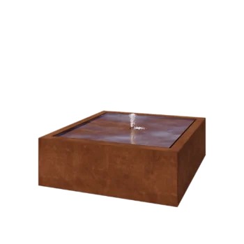 Cortenstahl Wassertisch - Lyra - 120 x 120 x 40 cm - Ohne LED-Beleuchtung