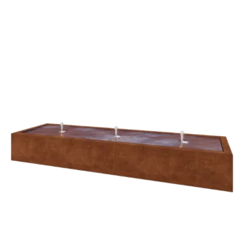 Cortenstahl Wassertisch - Lyra - 300 x 80 x 40 cm - Mit LED-Beleuchtung