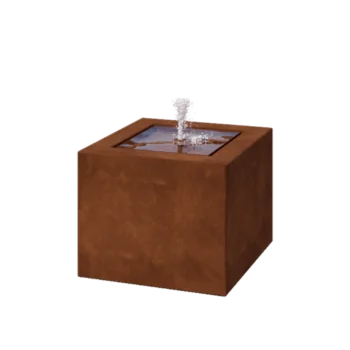 Cortenstahl Wassertisch - Lyra - 50 x 50 x 40 cm - Mit LED-Beleuchtung