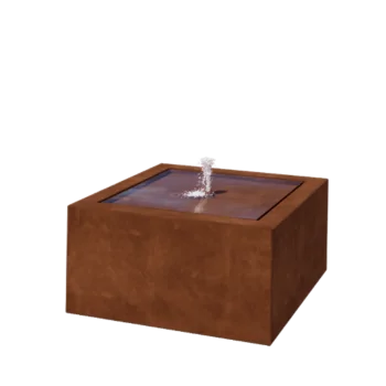 Cortenstahl Wassertisch - Lyra - 80 x 80 x 40 cm - Mit LED-Beleuchtung