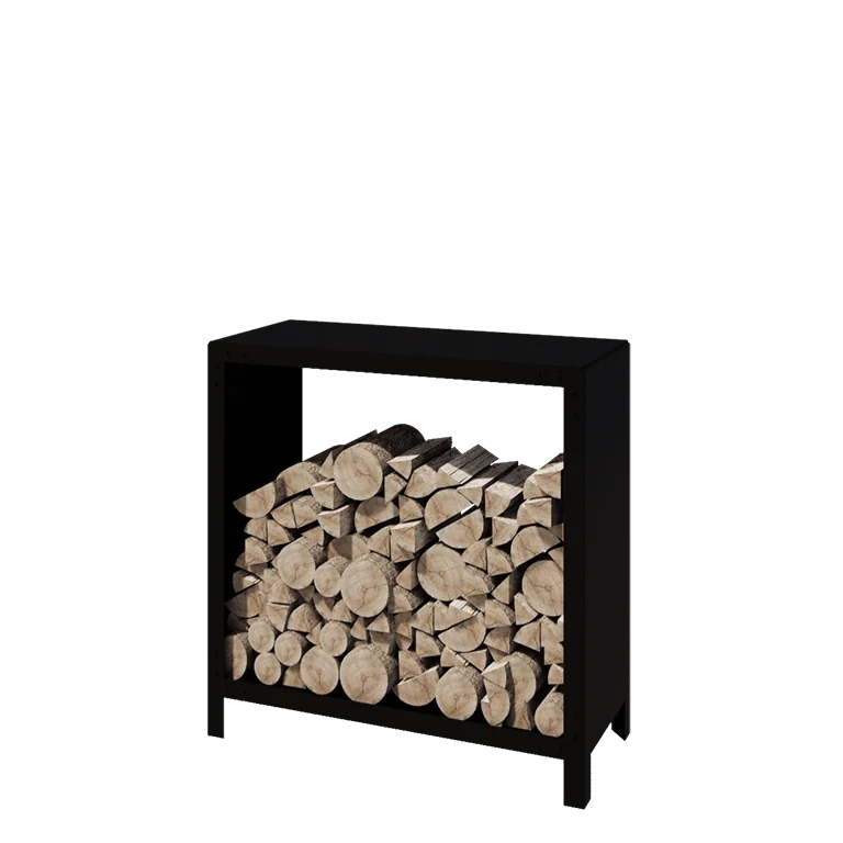Holzlager aus Stahl - Indiana - 100 x 40 x 100 cm - RAL9005 matte (schwarz)