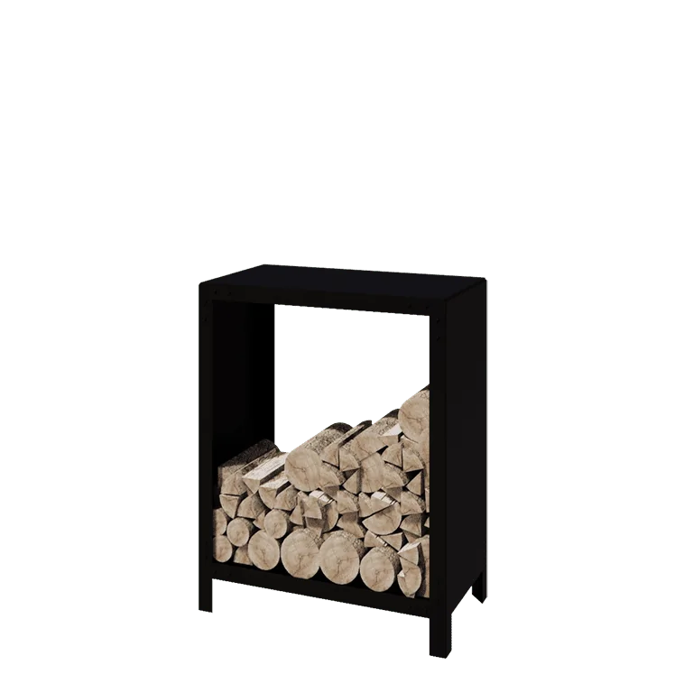 Holzlager aus Stahl - Indiana - 80 x 40 x 100 cm - RAL9005 matte (schwarz)