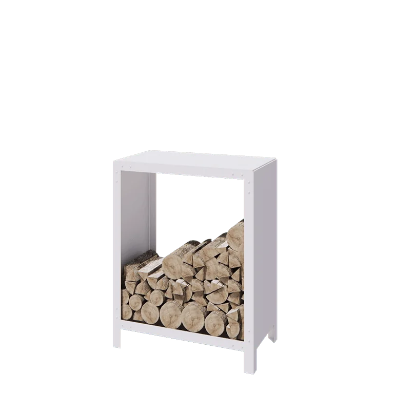 Holzlager aus Stahl - Indiana - 80 x 40 x 100 cm - RAL9010 matte (weiß)