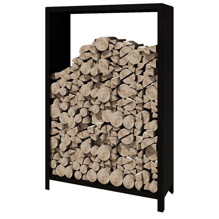 Holzlager aus Stahl - Indiana - 120 x 40 x 180 cm - RAL9005 matte (schwarz)