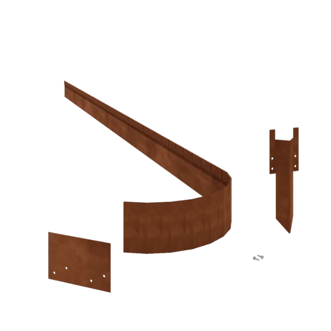Cortenstahl Rasenkante - Abgeflacht FLEX - Höhe 13 cm - Kompletter Satz 24 meter