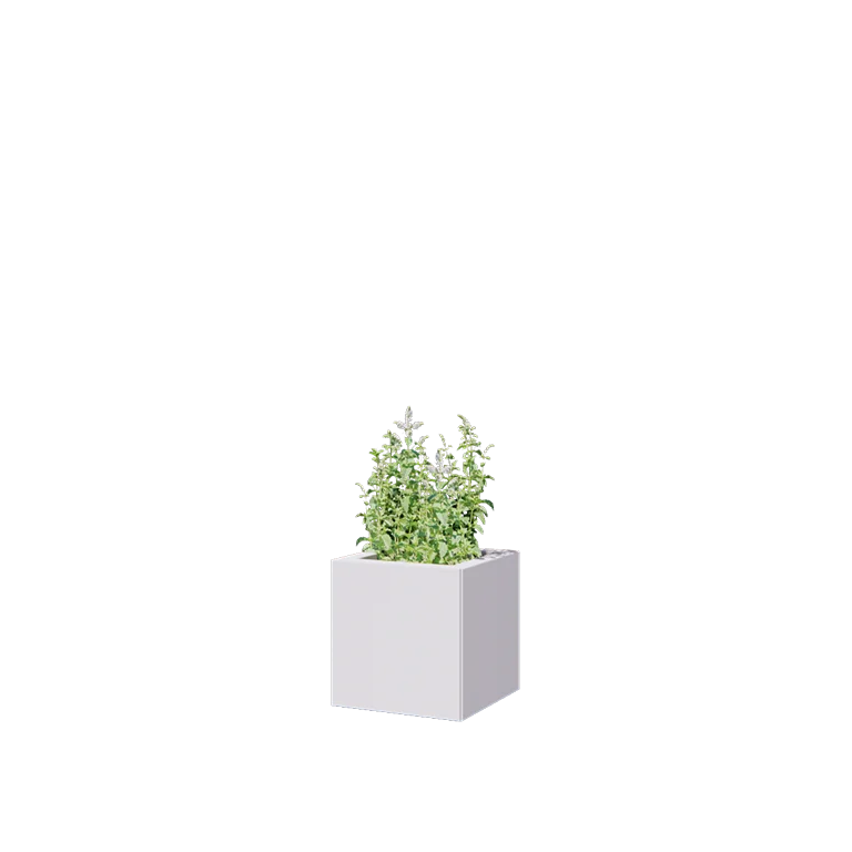 Pflanzkübel aus Stahl - Viereckig - 30 x 30 x 30 cm - RAL9010 matte (weiß) - Mit Bodenplatte