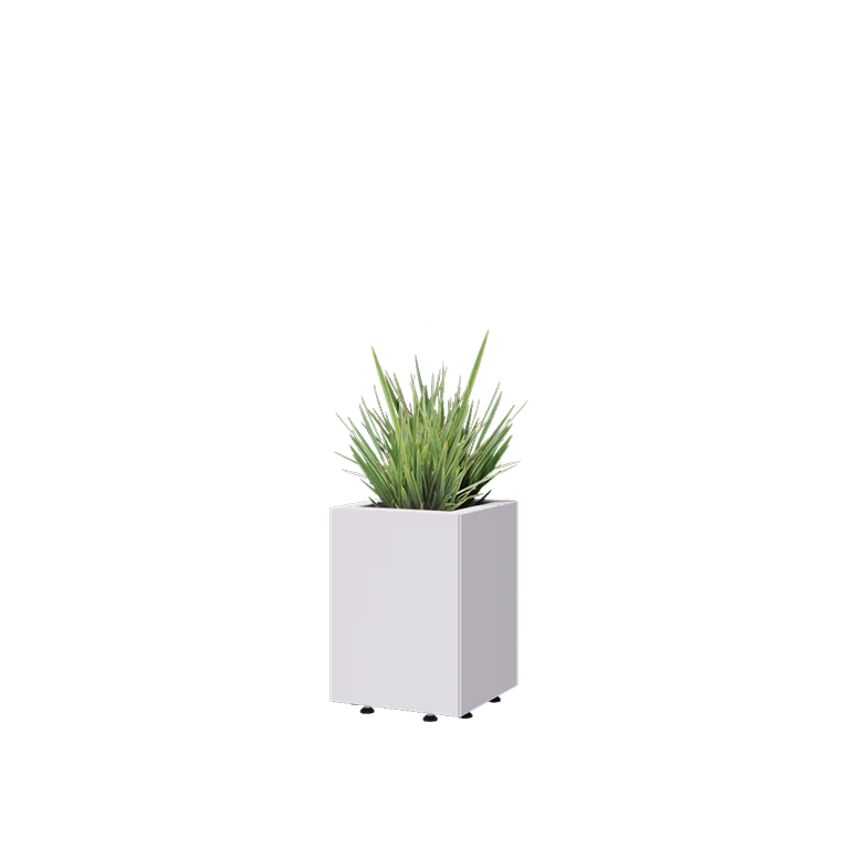 Pflanzkübel aus Stahl - Viereckig - 30 x 30 x 40 cm - RAL9010 matte (weiß) - Mit Bodenplatte - Mit Füßen