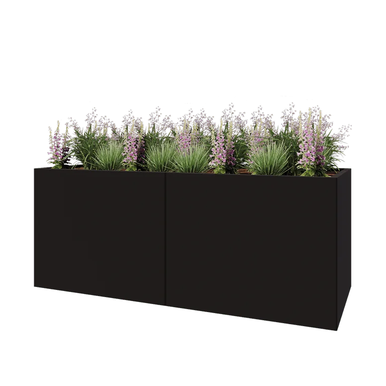 Hochbeet XXL aus Stahl - Rechteckig - 200 x 80 x 80 cm - RAL9005 matte (schwarz) - Ohne Bodenplatte