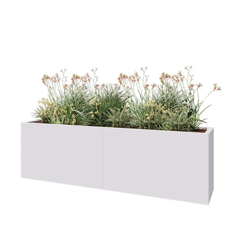 Hochbeet XXL aus Stahl - Rechteckig - 200 x 40 x 60 cm - RAL9010 matte (weiß) - Ohne Bodenplatte