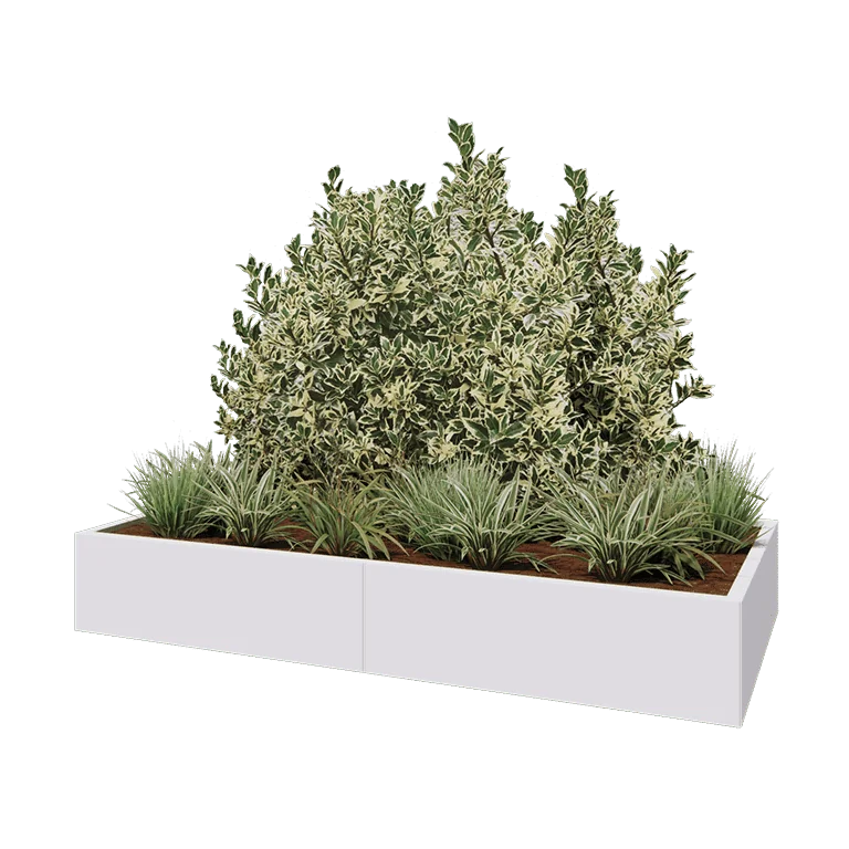 Hochbeet XXL aus Stahl - Rechteckig - 200 x 100 x 30 cm - RAL9010 matte (weiß) - Mit Bodenplatte