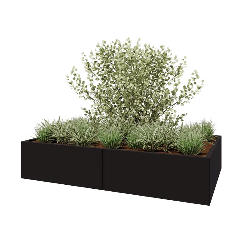 Hochbeet XXL aus Stahl - Rechteckig - 200 x 120 x 40 cm - RAL9005 matte (schwarz) - Ohne Bodenplatte