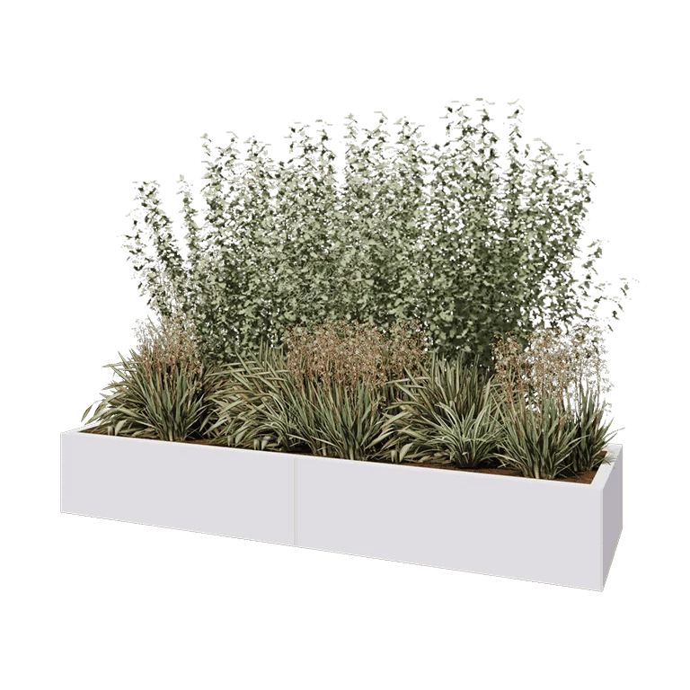 Hochbeet XXL aus Stahl - Rechteckig - 200 x 60 x 30 cm - RAL9010 matte (weiß) - Ohne Bodenplatte