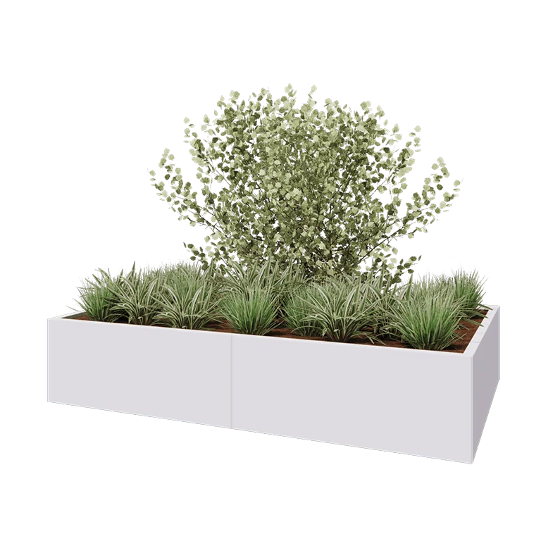 Hochbeet XXL aus Stahl - Rechteckig - 200 x 120 x 40 cm - RAL9010 matte (weiß) - Mit Bodenplatte