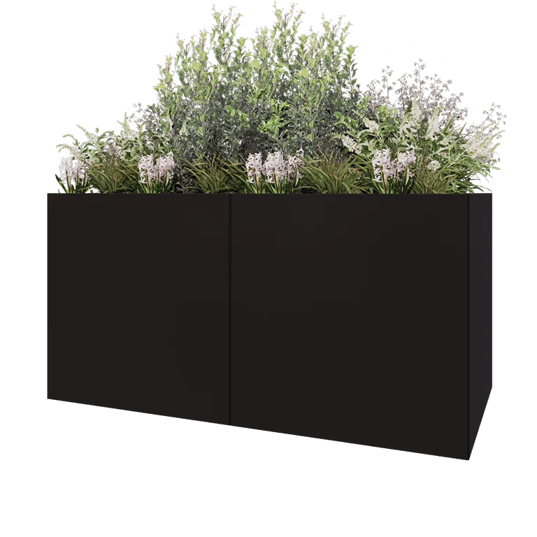 Hochbeet XXL aus Stahl - Rechteckig - 200 x 100 x 100 cm - RAL9005 matte (schwarz) - Ohne Bodenplatte