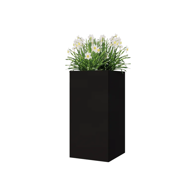 Pflanzkübel aus Stahl - Viereckig - 40 x 40 x 80 cm - RAL9005 matte (schwarz) - Ohne Bodenplatte