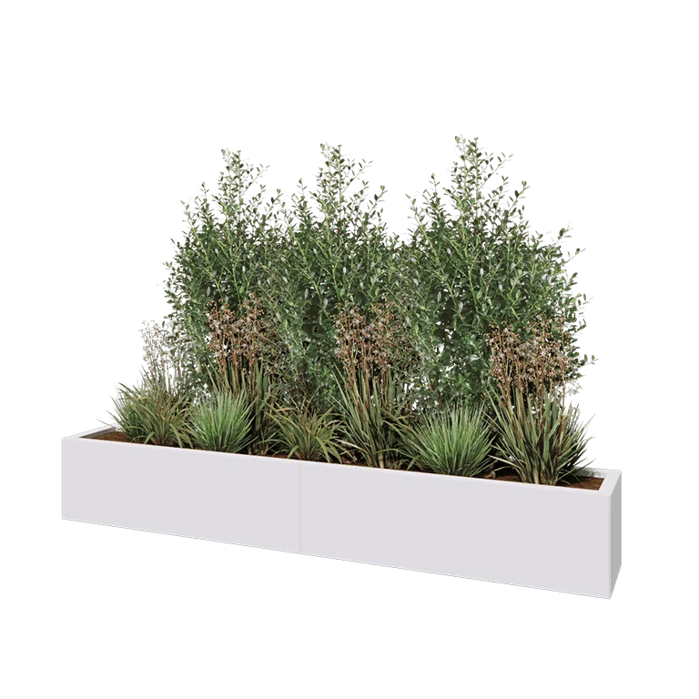 Hochbeet XXL aus Stahl - Rechteckig - 200 x 30 x 30 cm - RAL9010 matte (weiß) - Mit Bodenplatte