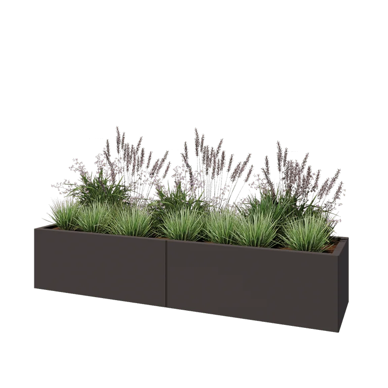 Hochbeet XXL aus Stahl - Rechteckig - 200 x 50 x 40 cm - RAL7016 matte (anthrazitgrau) - Ohne Bodenplatte