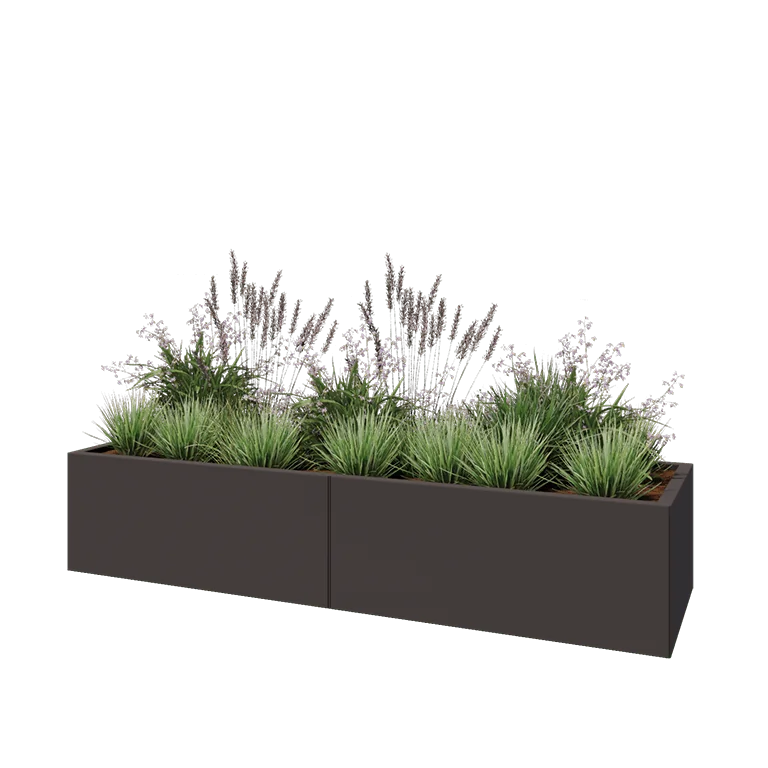 Hochbeet XXL aus Stahl - Rechteckig - 200 x 60 x 40 cm - RAL7016 matte (anthrazitgrau) - Ohne Bodenplatte