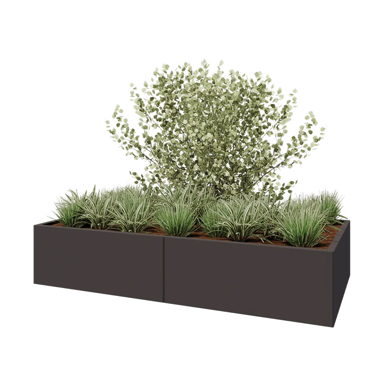 Hochbeet XXL aus Stahl - Rechteckig - 200 x 100 x 40 cm - RAL7016 matte (anthrazitgrau) - Mit Bodenplatte