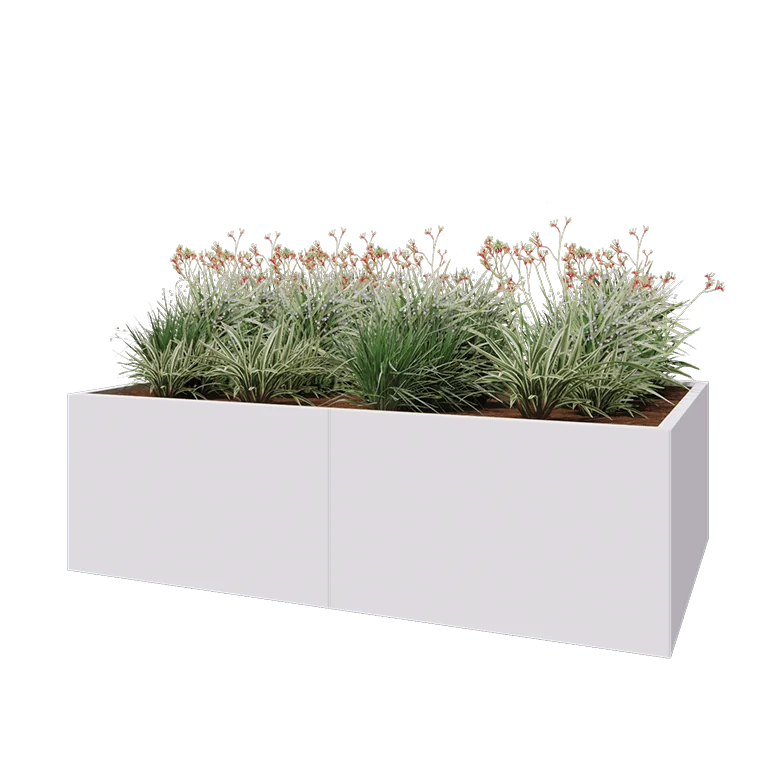Hochbeet XXL aus Stahl - Rechteckig - 200 x 120 x 60 cm - RAL9010 matte (weiß) - Mit Bodenplatte