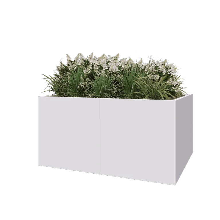 Hochbeet XXL aus Stahl - Rechteckig - 160 x 120 x 80 cm - RAL9010 matte (weiß) - Mit Bodenplatte