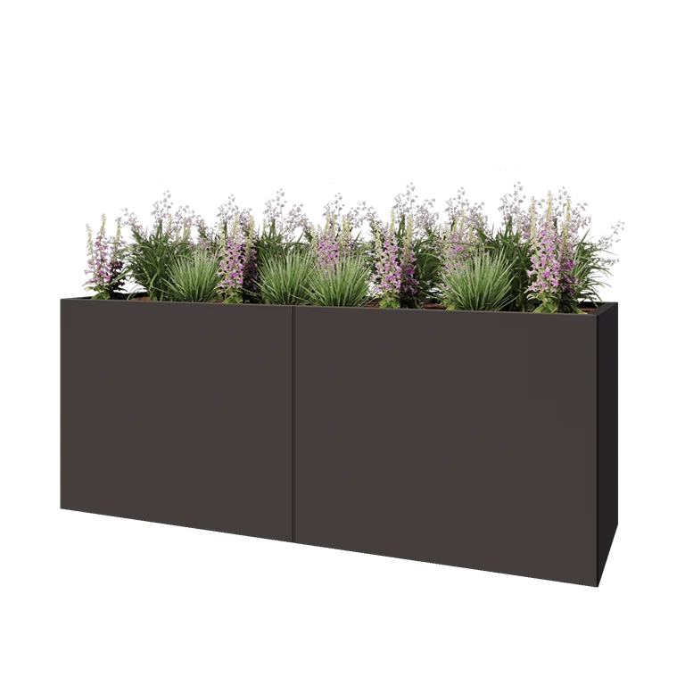 Hochbeet XXL aus Stahl - Rechteckig - 200 x 60 x 80 cm - RAL7016 matte (anthrazitgrau) - Ohne Bodenplatte