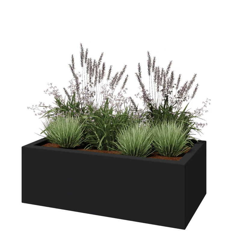 Fiberglas Pflanzkübel - Rechteck - 120 x 60 x 40 cm - RAL7021 matte (schwarzgrau) - Mit Boden