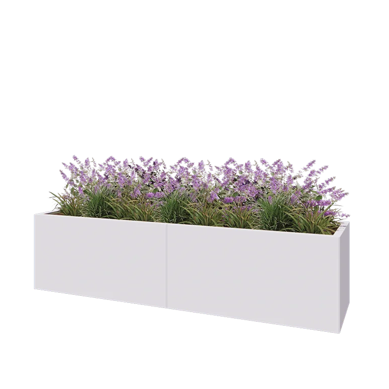 Hochbeet XXL aus Stahl - Rechteckig - 200 x 50 x 50 cm - RAL9010 matte (weiß) - Mit Bodenplatte