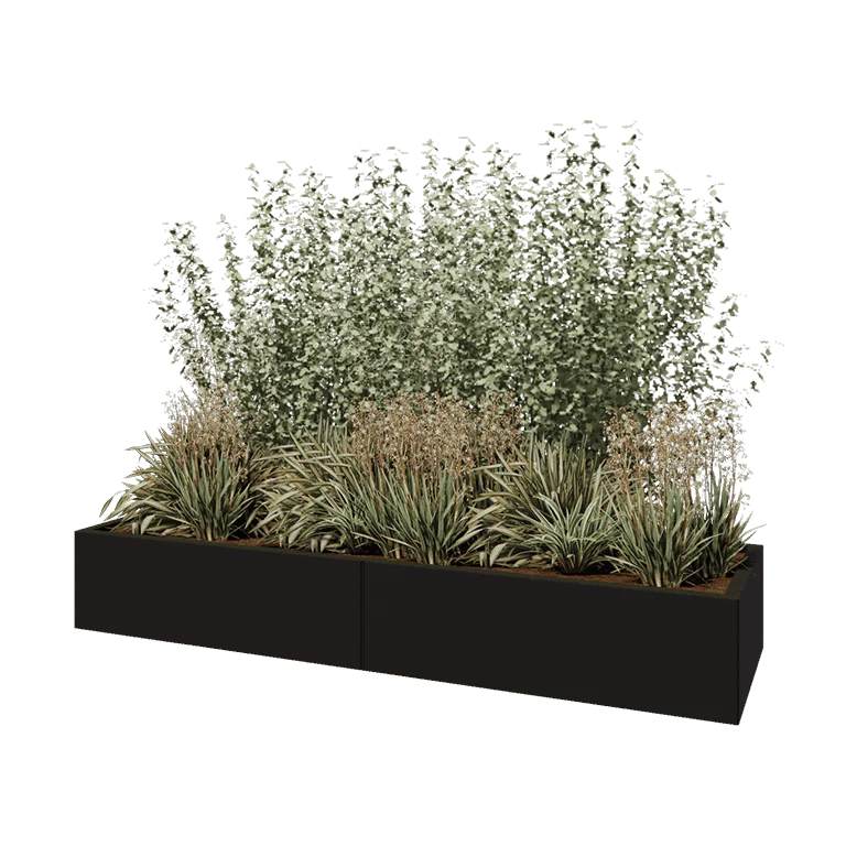 Hochbeet XXL aus Stahl - Rechteckig - 200 x 60 x 30 cm - RAL9005 matte (schwarz) - Ohne Bodenplatte
