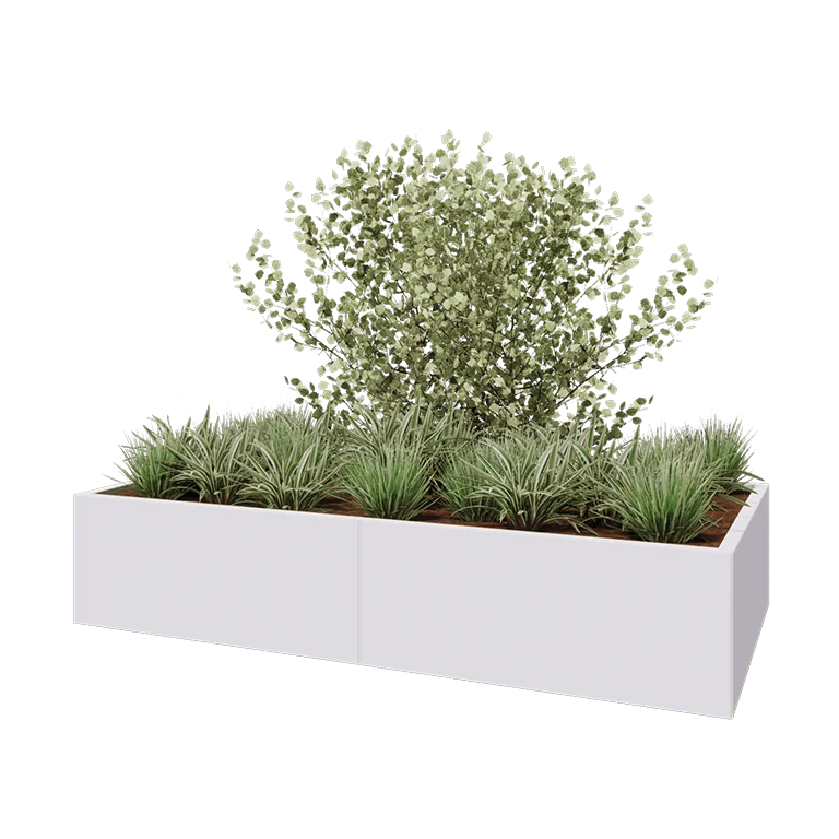 Hochbeet XXL aus Stahl - Rechteckig - 200 x 100 x 40 cm - RAL9010 matte (weiß) - Mit Bodenplatte