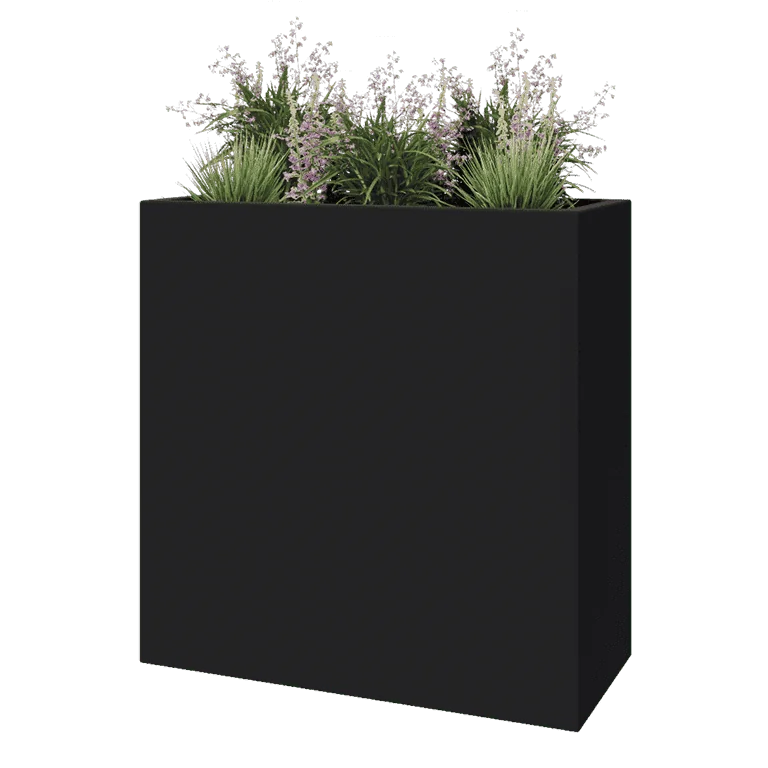 Fiberglas Pflanzkübel - Rechteck - 100 x 40 x 100 cm - RAL7021 matte (schwarzgrau) - Mit Boden