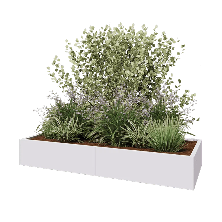 Hochbeet XXL aus Stahl - Rechteckig - 200 x 80 x 30 cm - RAL9010 matte (weiß) - Mit Bodenplatte