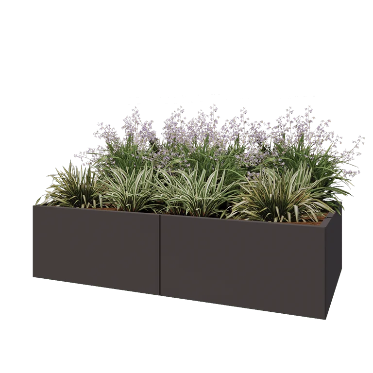 Hochbeet XXL aus Stahl - Rechteckig - 200 x 100 x 50 cm - RAL7016 matte (anthrazitgrau) - Mit Bodenplatte