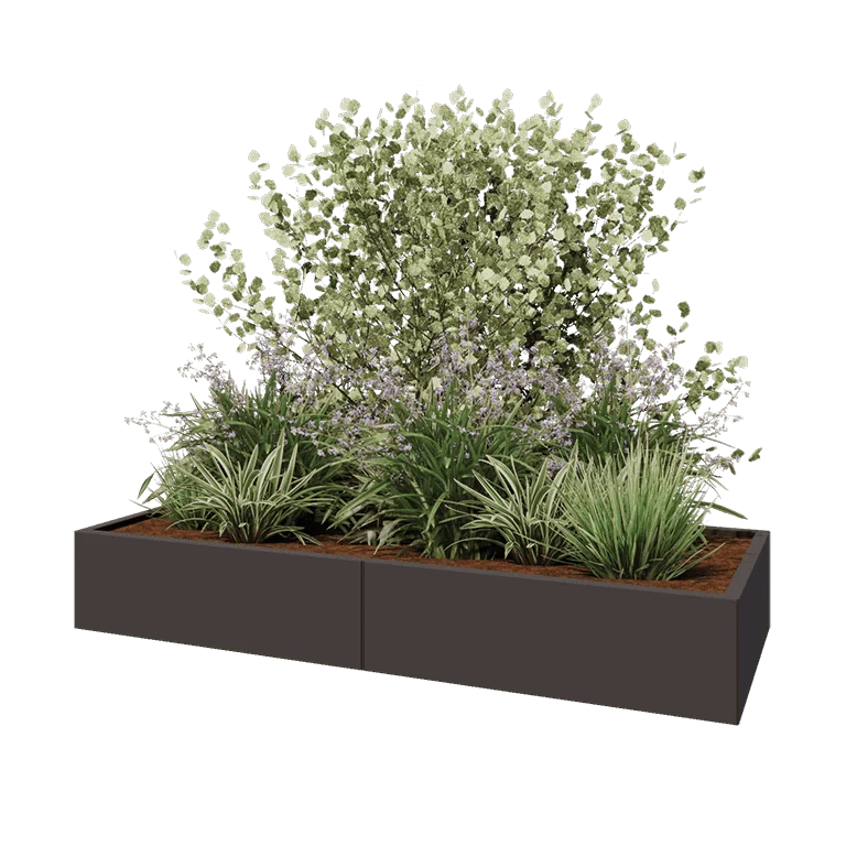 Hochbeet XXL aus Stahl - Rechteckig - 200 x 80 x 30 cm - RAL7016 matte (anthrazitgrau) - Ohne Bodenplatte