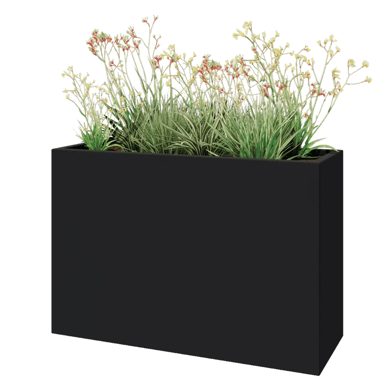 Fiberglas Pflanzkübel - Rechteck - 120 x 40 x 80 cm - RAL7021 matte (schwarzgrau) - Mit Boden