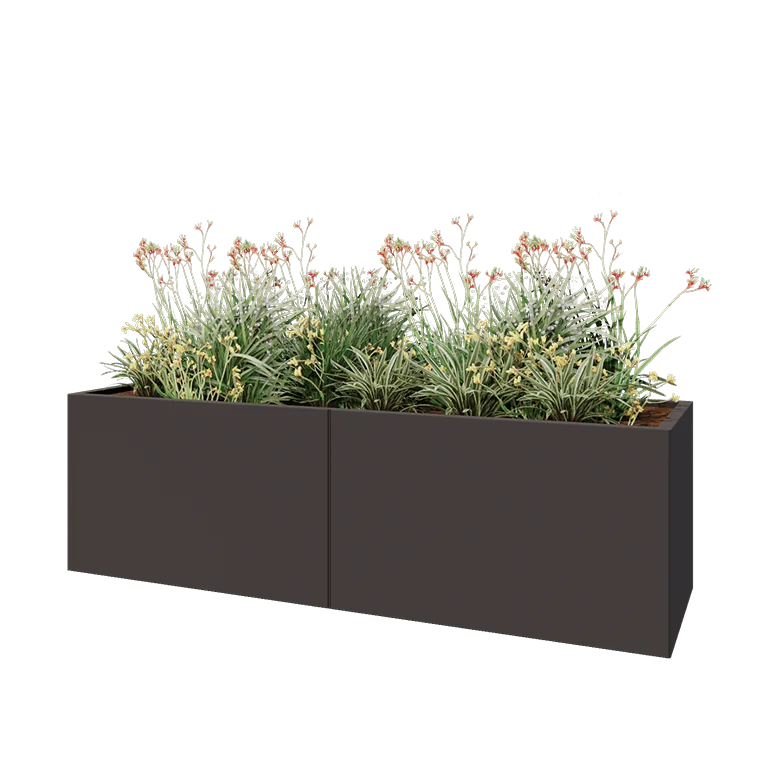 Hochbeet XXL aus Stahl - Rechteckig - 200 x 60 x 60 cm - RAL7016 matte (anthrazitgrau) - Ohne Bodenplatte