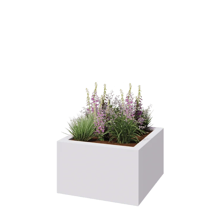 Fiberglas Pflanzkübel - Viereck - 100 x 100 x 60 cm - RAL9010 matte (Weiß) - Mit Boden