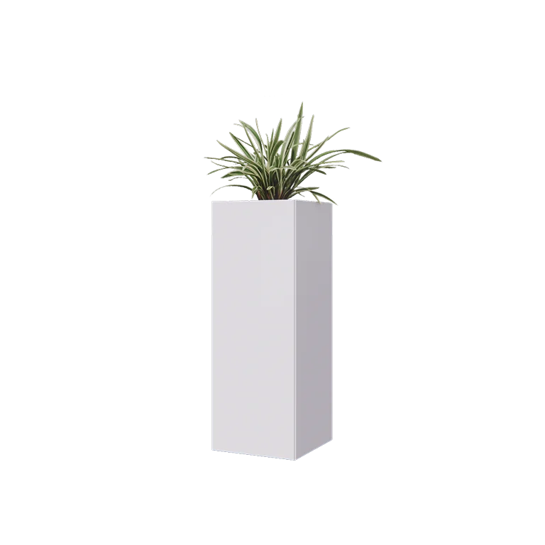 Pflanzkübel aus Stahl - Viereckig - 30 x 30 x 80 cm - RAL9010 matte (weiß) - Ohne Bodenplatte