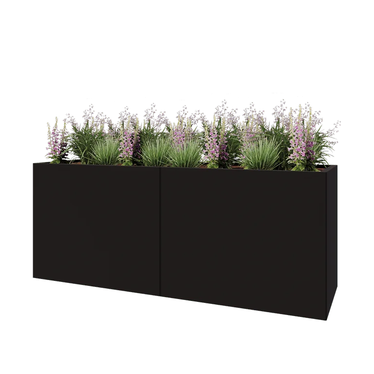 Hochbeet XXL aus Stahl - Rechteckig - 200 x 60 x 80 cm - RAL9005 matte (schwarz) - Ohne Bodenplatte