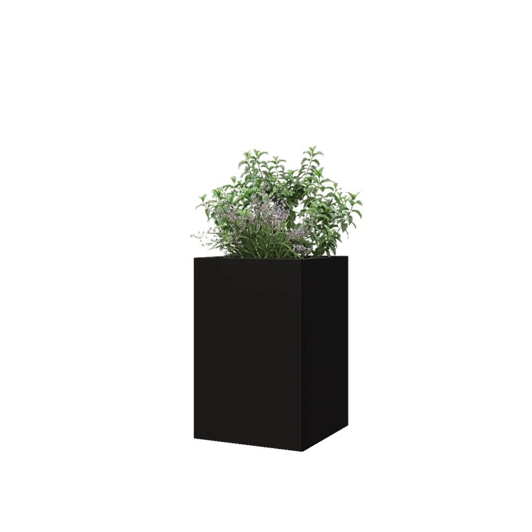 Pflanzkübel aus Stahl - Viereckig - 40 x 40 x 60 cm - RAL9005 matte (schwarz) - Ohne Bodenplatte