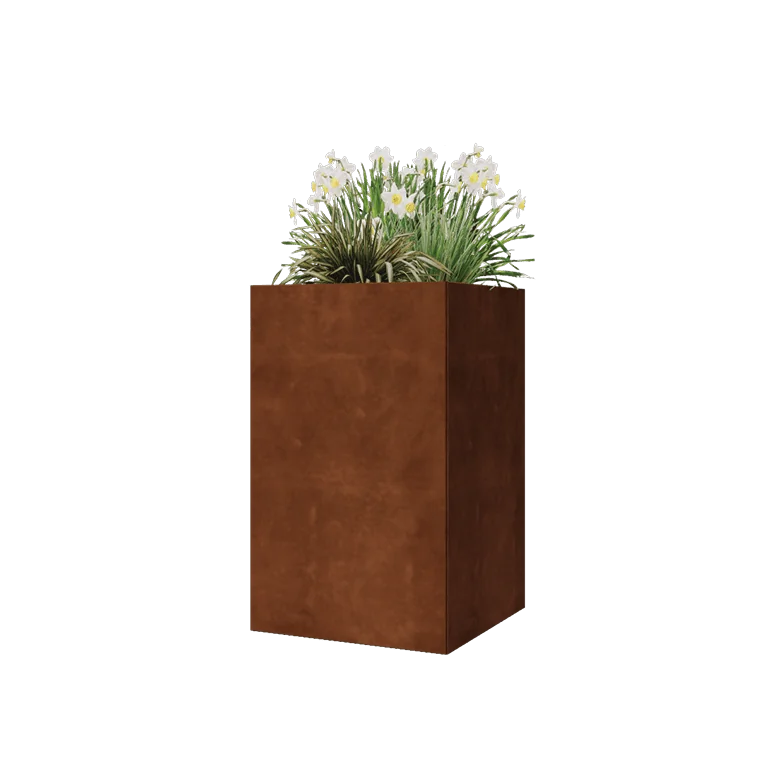 Cortenstahl Pflanzkübel - Viereckig - 50 x 50 x 80 cm - Ohne Bodenplatte